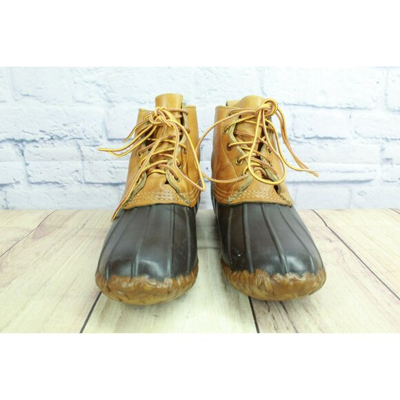 Vintage LL Bean Brown Leather Unlined Hunting Ankle Duck Boots Size 7 N - Picture 4 of 10